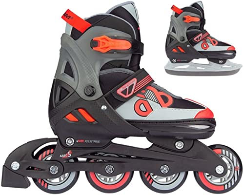 Nijdam Skates Combo Adjustable - Red Raider - Black/Red/Grey - 37-40