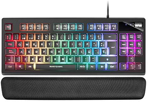 Mars Gaming MKAXES TKL H-Mech Compact Keyboard, RGB-Beleuchtung 9 Effekte, Gel-Handauflage, Schwarz, Spanisch