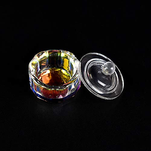 Alexnailart Nail Art Glass Dappen Dish Symphony Crystal Cup Acrylic Liquid Powder Holder with Lid Manicure Tool (Dodecagon)