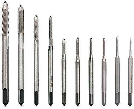 Gasea 10pcs Mini Machine Hand Tap Set Straight Fluted Hand Thread Screw Wire Tapping Metric Threading Taps Hand Tool Kit M1, M1.2, M1.4, M1.6, M1.7, M1.8, M2, M2.5, M3, M3.5