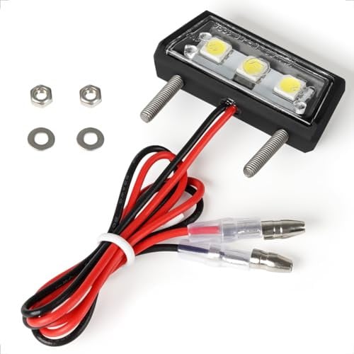 evermotor Universal Mini 12V 1W E4 LED Kennzeichenleuchte, Kennzeichenbeleuchtung E-geprüft Motorrad Auto Kfz Quad ATV schwarz Wasserfest IP67