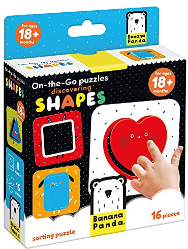 Banana Panda On-The-Go Set-Enthält 8 Zweiteilige Anfängerpuzzles zur Förderung von frühem Lernen und Feinmotorik, Puzzle Discovering Shapes 18m+