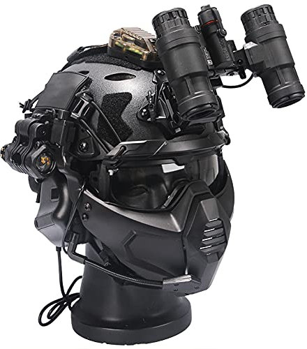 AQzxdc Airsoft Schutzset, Fast-Helm mit Taktischem Headset & Schutzbrille Sowie Gesichtsschutz & Nachtsichtmodell, für Paintball-Jagd-Schießspiele Im Freien,Sets g