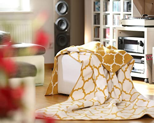 KOLTER vegane Biodecke mit orientalischem Muster Kuscheldecke Honigwaben