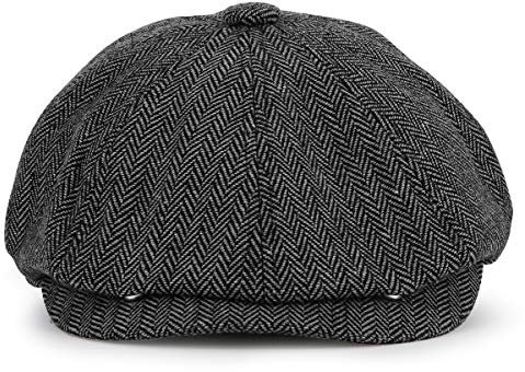 KeepSa Newsboy Casquillo Plano Sombreros Baker Boy Gorras - 8 Panel Peaky Herringbone Tweed Gatsby Hat Ivy Irish Cap para Hombres y Mujeres, Ajuste 56~62cm