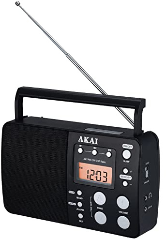 AKAI Tragbares Radio Multiband-AM/FM/SW-Radio mit digitaler Abstimmung Kurzwellenemfänger mit Radiowecker