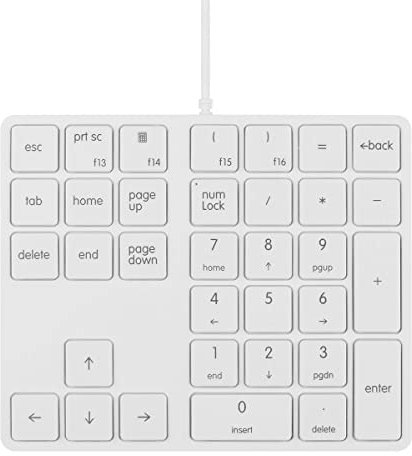 Qisan Numeric Keypad Wired Numpad 34 keys Portable Keypad USB External Mini Slim Keyboard Magicforce For Financial Cashier Securities-White