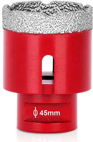 SagaSave 1 scie-cloche M14 de 45 mm pour revêtement diamant - Longue durée de vie - Pour verre, céramique, carrelage, marbre, céramique, bouteilles, etc, Rouge, 45mm/1.77 inch