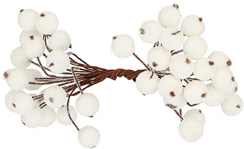 SPRINGOS Deko-Beeren weiß 100 STK. befrostet Ø 12 mm künstliche Vogelbeeren am Draht Deko-Zweige