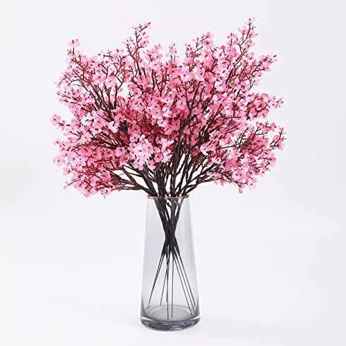 Hananona Künstliches Schleierkraut, Frühlingsblumen, Seidenblumen für Heimdekoration, Hochzeit, Blumenarrangement, Valentinstag, Tischdekoration, Rosa, 10 Stück