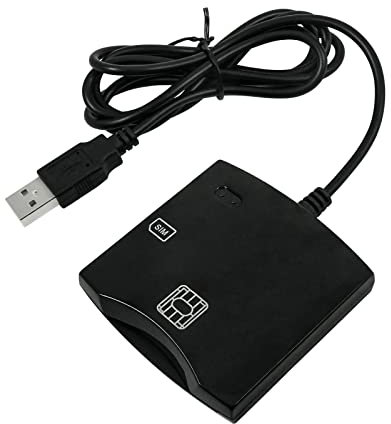 Smart SIM Card Reader Writer: EMV Reader Writer Programmer DOD Military USB ISO7816 Contact Common Access CAC Card Reader + SDK Kit - Credit Card Reader with Mac OS, Win, Linux (Black)