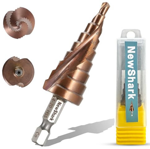 Stufenbohrer, HSS M35, 5 % Kobalt, metrisches Stufenbohrer-Set (4 mm - 20 mm), 9 Größen, Stufenbohrer für Schlagschrauber, Mehrloch-Stufenbohrer für Edelstahl, Hartmetall und Gusseisen