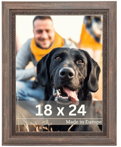 VictoR Bilderrahmen Boho Braun in 18x24 cm - Leiste: 30x16mm - Fotorahmen Vintage Deko Rustikal - Bilderrahmen Braun 18x24 - Landhaus