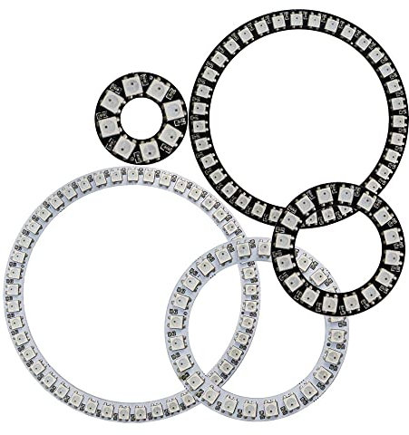 WS2812B LED Pixel Individuell adressierbarer Ring 8/16/24/35/45Leds WS2812 Eingebauter IC Vollfarbkreis LED Module Licht DC 5V (35 LEDs, schwarz)