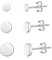 Loutade Silver Stud Earrings for Women, 925 Sterling Silver Disc Stud Earrings, 3 Pairs White Gold Plated Flat Round Disc Stud Earrings Set, 4/5 / 6mm Unisex Tiny Cartilage Sleeper Stud Earrings