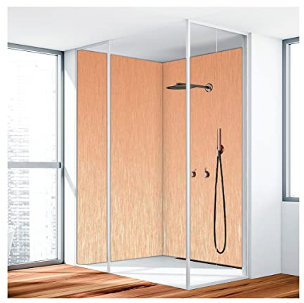 Duschrückwand, Badrückwand, Duschverkleidung, Wandverkleidung aus 3 mm Alu-Verbundplatte, Aluverbund Kupfer Gebürstet 008 90x200cm