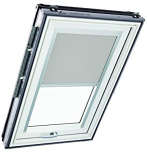 Original Roto Verdunkelungsrollo ZRV - Nahezu vollständige Verdunkelung - Führungsschiene Silber - Dachfenster Baureihe Designo R6/R8, i8 und Classic 64/84 - Größe 134/160 | 13/16 - Farbe Hellgrau