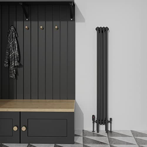 Warmehaus Radiateur vertical traditionnel en fonte à quatre colonnes Noir 1500 x 200 mm
