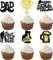 24 Stück Happy Father's Day Tortendeko Glitzer Best Dad Ever Cupcake Toppers Love Dad Moustache Hat #1 Dad Kuchen Deko für Father's Day Thema Thema Geburtstag Party Schwarz Gold