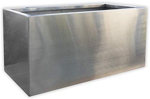Köhko® Pot de fleurs design en acier inoxydable Viva 150 cm x 65 cm x 50 cm - Pot de fleurs carré et grand format brossé mat