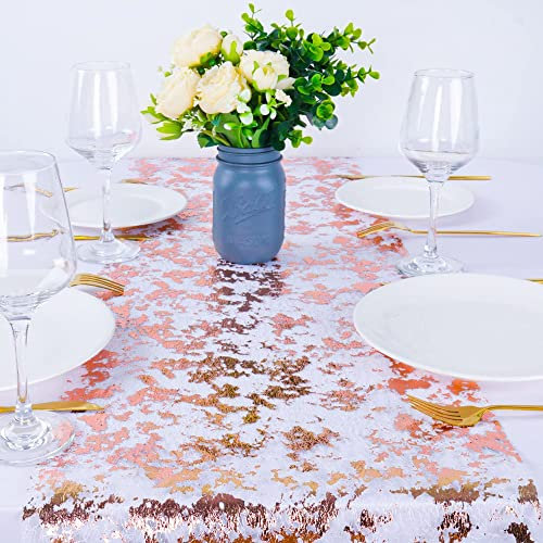 29 cm x 9 m Tischläufer Glänzend Roségold,Tischband Polyester Tisch Dekostoff mit Beschicht,Tischdeko Tischdekoration für Partys Geburtstage, Hochzeiten, Babypartys, Taufen, Kommunion, Weihnachten