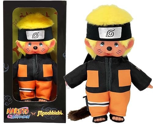 BANDAI - Monchhichi - Kuscheltier Monchhichi Naruto Shippuden - Ikonisches Affenkuscheltier der 80er Jahre - Superweiches Kuscheltier 20 cm für Kinder - Spielzeug für Kinder ab 2 Jahren - SE241088