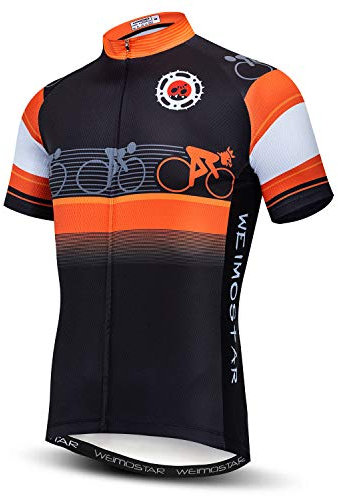 HimyBB Mens Cycling Jersey Short Sleeve Road Bike Shirt Zipper Pockets Orange L