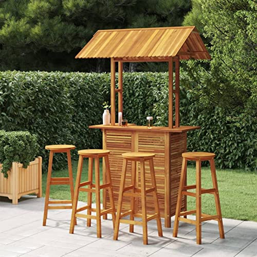 BaraSh 5-TLG. Gartenbar-Set Stehtisch Outdoor Bartisch-Set Bar MöBel Bar Outdoor Theke Garten Theke Bar Massivholz Akazie 3116007