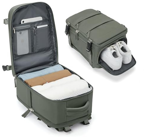 BJLFS Zaino da Viaggio Grande, Donna, Impermeabile, Casual, B2 Verde, 40x20x25 cm, Tasca antifurto, resistente all'acqua, porta USB