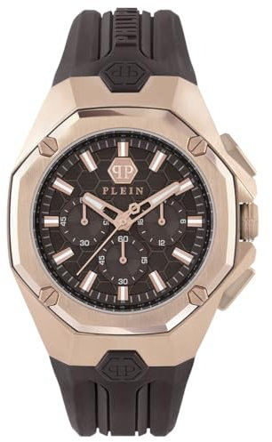 Philipp Plein Herren Uhr Analog Quarz Chrono Octagon PWTBA0223 Silikon