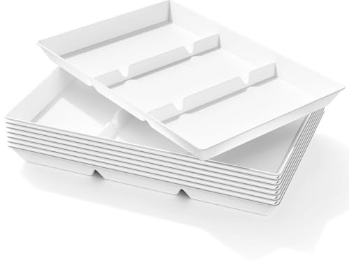Lifewit Geteiltes Serviertablett, Plastik, 8 Stck. weiß, Wiederverwendbare Tabletts für Speisen, Tee/Getränke/Snacks Tablett für Küche, Bar, Restaurant, 38,1 x 25,4 cm