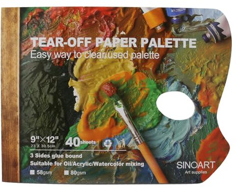 Paintersisters Paleta de papel encerado A4, 40 hojas para arrancar, para pinturas al óleo, acrílicas, gouache y acuarelas