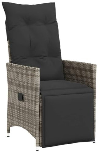 Chaise inclinable de jardin avec coussins gris résine tressée