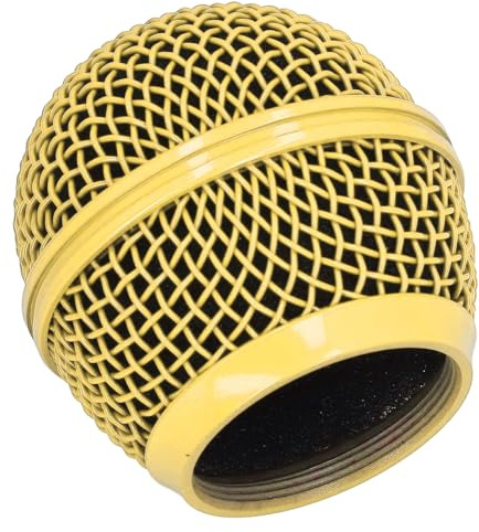 ASHATA Tête de Boule de Micro de Grille de Microphone de Remplacement pour SM58S SM58LC BETA58 BETA58A SAM30 SV100 UT2 PGX24 SLX4, Têtes de Grille de Microphone en Maille d'acier (Gold)