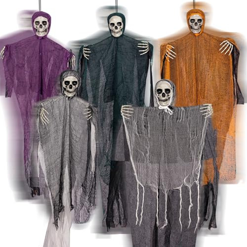 NLMWTI 5PCS Halloween Decorazioni Fantasmi di Scheletro, 60cm Fantasma Appeso di Halloween