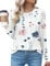 Rapbin Women's Going Out Tops Long Sleeve Casual Crew Neck T-Shirts Fashion Laides Pleated Holiday Blouses,Floral,L