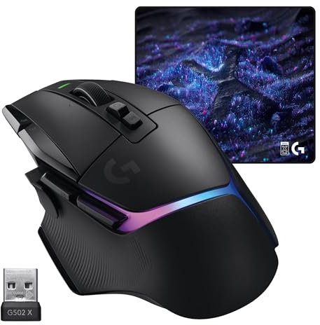 Logitech G G502 X Plus Lightspeed + G640 SE Combo - Ratón inalámbrico RGB para Gaming y Alfombrilla para Gaming de Tela Grande (460 x 400 x 3 mm) - Negro