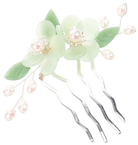 HAPINARY Vintage Chinesischer Haarkamm Mit Perlen Und Blüten Antiker Steckkamm Im Chinesischen Stil Für Damen Und Hanfu-anlässe Dekorativer Haarstecker Für Elegante Hochsteckfrisuren