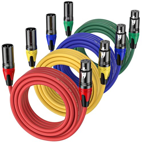 Jozzai XLR Male to XLR Female Cable (4 Colors / 25 FT), Professional Balanced Microphone Lead XLR Male to Female Cables, Extension Mic Cable Cord