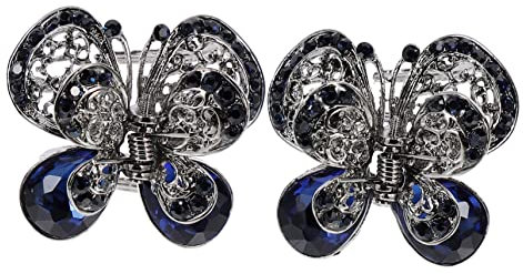 Healeved 2pièces Pince à Cheveux Cristal Avec Décorations Accessoires De Coiffure Pour Fêtes Et Mariages Design Élégant Forme De Bleu
