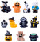 11 Stück Halloween Deko Miniatur Figuren - Harz Ornamente Klein Kürbis Geist Hexen Grabstein - Mini Figuren für Tisch Party Deko Horror Dorf Garten Bonsai Outdoor Puppenhaus