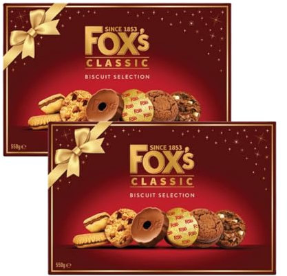 FOXS CLASSIC BISCUIT SELECTION GIFT BOX 550g (Pack of 2) - Christmas Biscuit Selection, Foxs Biscuit Box | Giant Biscuit Selection, Luxury Biscuits Gift Box | Biscuit Selection Gift Set, Biscuit Pack