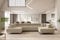 Kaiser Möbel - Ecksofa mit Schlaffunktion - Wohnlandschaft U Form - Big Sofa 345 x 202 cm - Relaxsofa mit 8 Verstellbaren Kopfstützen und 2 x Bettkasten - Eckcouch Groß, XXL - Falio U Hellbeige