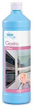 azur Gastro Öl- und Fettlöser Konzentrat 1 Liter Flasche für STARKE Verschmutzungen geeignet für Gastro- Küchen ALLER Art Grillreiniger + Fettlöser + Fleckenentferner + Küchenreiniger