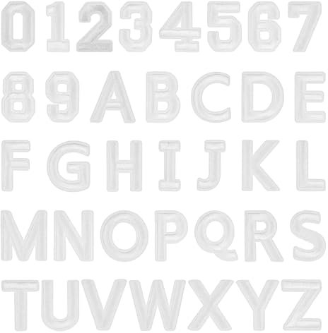 72 PCS Iron on Letters Stick on Letters for Fabric White A-Z Alphabet Embroidery Fabric Patches with Ironed Adhesive Number Patch Decorate Repair for Clothes Hat Jeans