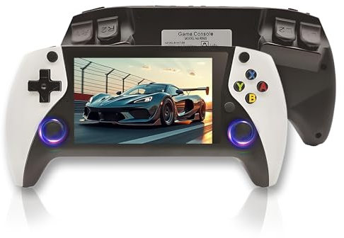 R50S Console de Jeu Rétro 128G, Console De Jeux Vidéo Portable 25320+ Jeux Classiques 20+ Émulateurs, Écran 4″ IPS OCA, Résolution 800*600, Système E Open Source (Blanc,128G)