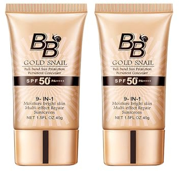 Golden Snail BB Cream Korean Gold Snail BB Cream BB Feuchtigkeit Gesichtscreme Wasserfest Feuchtigkeits Concealer Foundation Langanhaltende für Täglichen Gebrauch (Elfenbein 2pc)
