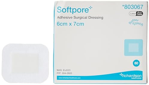 Softpore Adhesive Medical Dressings 6cm x 7cm – Pack of 60 Sterile Waterproof Plasters for Wound Care, First Aid Bandages | SterlingSquare