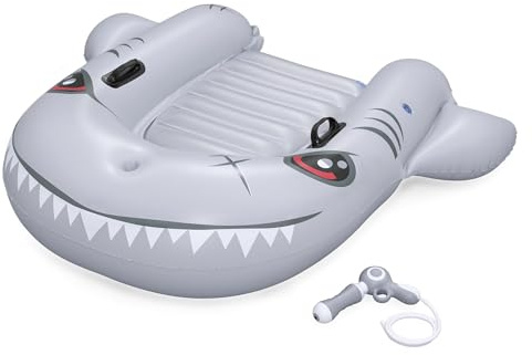 Bestway Sharkventure Kids Inflatable, Kickboard Pool Float with Built In Squirt Gun and Handles, Grey
