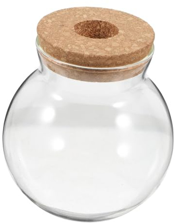 Veemoon Glas Terrarium Rund mit Korkdeckel Transparentes Glasgefäß für Wasservermehrung Multifunktionaler Pflanzentopf für Sukkulenten Farne Moos Hydroponik und Fischvase Dekoratives